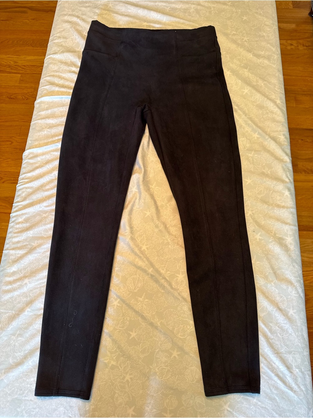 SPANX Black High-Rise Ponte Leggings with Red Brand Tag